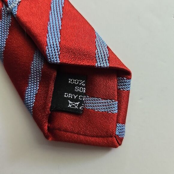 Pal Zileri Long Tie Men's Red/Blue Repp Striped 100% Silk Italy Neck Tie 61 x 4" - Picture 5 of 6